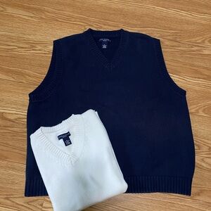 Ivy Crew Brand Navy and White V-Neck Sweater Vest Set